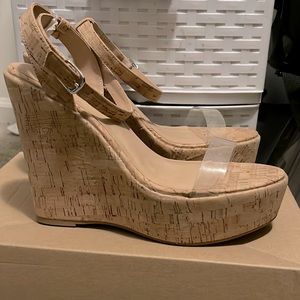 Call it spring, size 9 brand new clear strap platform